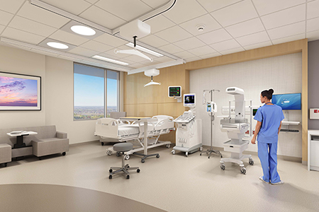 Rendering of Mankato Hospital Expansion Project Patient Room