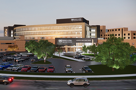 Rendering of the Mankato hospital expansion project clinic entrance view