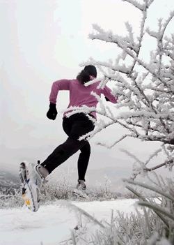 Jogger running in winter