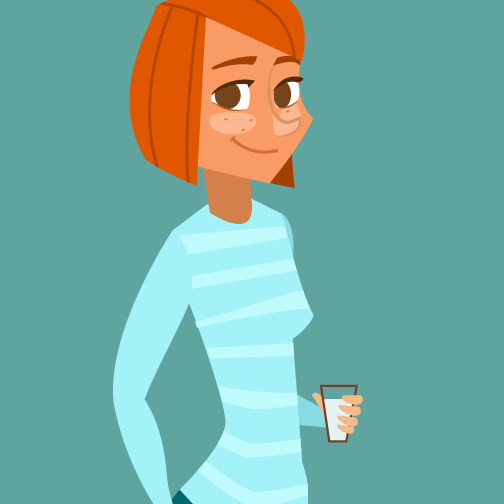 Illustrated woman with glass of water