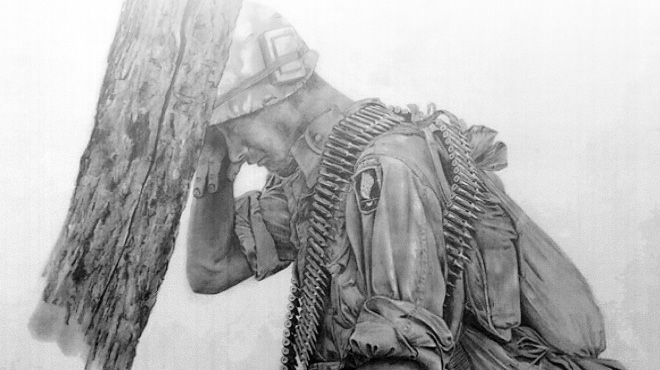 Pencil drawing of a soldier