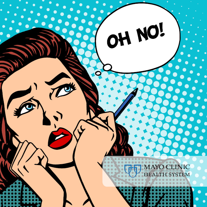 Woman thinking 'Oh No'