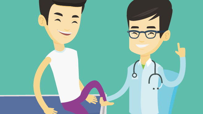 Young male and doctor caricature