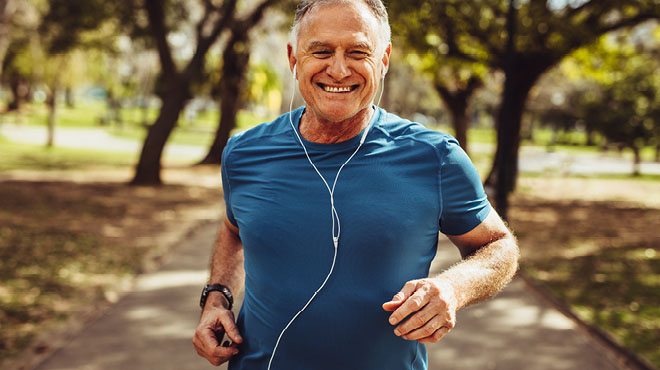 Older man running in the park