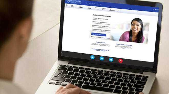 Patient Online Services on laptop