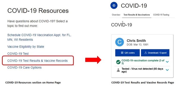 Screenshot of COVID-19 records