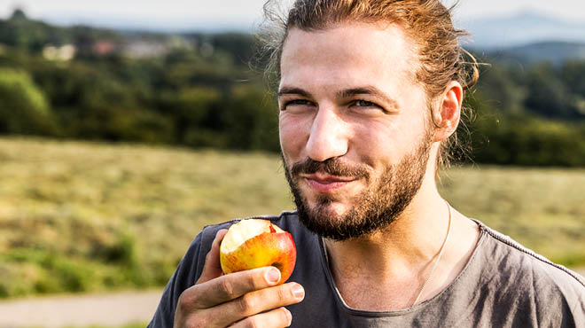 Eating an apple