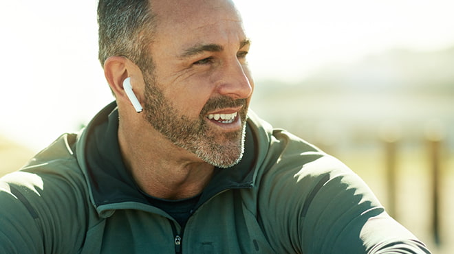 Person with Airpod in ear