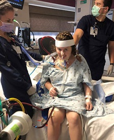 April Alden in the hospital