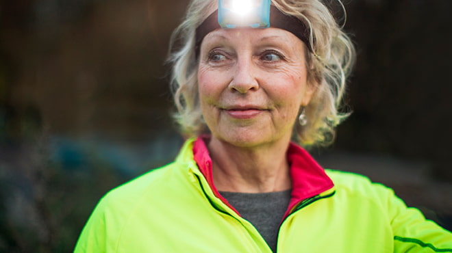 Runner wearing headlamp